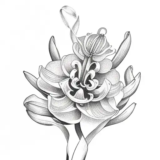 Hyacinth flower with stem tattoo design idea