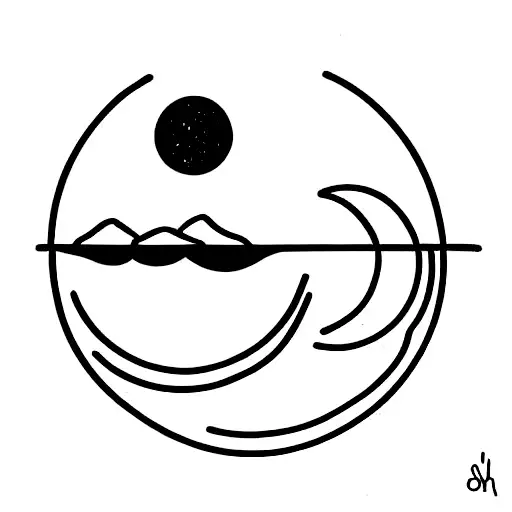 sol y luna en pareja tattoo design idea