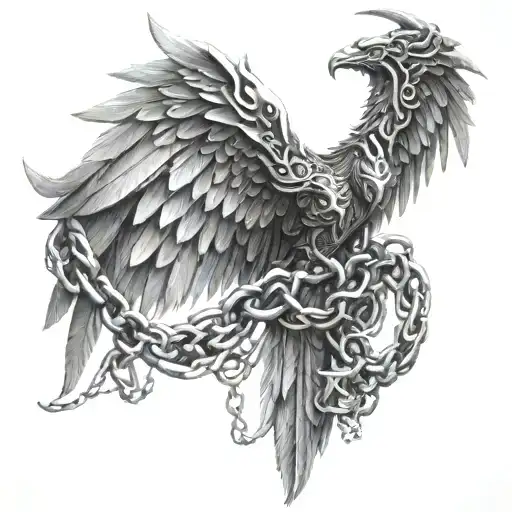 Valkyrie wing wrapped in chains  tattoo design idea