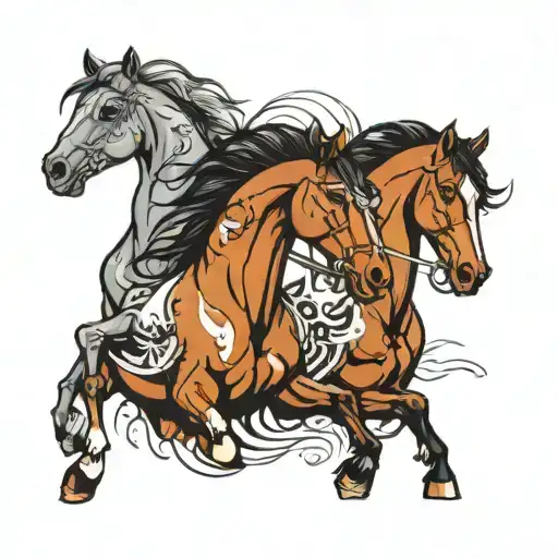 history time horses tattoo design idea