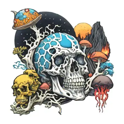 Ice, Death, Planets, Lungs, Mushrooms, Lava, king gizzard lizard wizard tattoo design idea