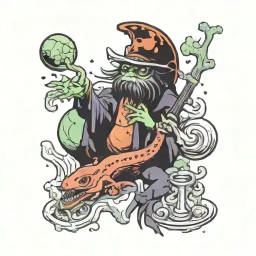 king gizzard lizard wizard Ice, Death, Planets, Lungs, Mushrooms and Lava tattoo design idea