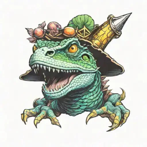 king gizzard lizard wizard two rows eyes tattoo design idea