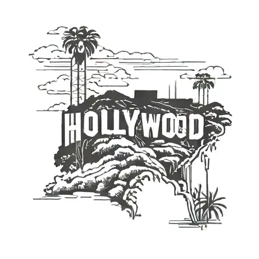 A glamorous Hollywood sign with a hidden drug reference incorporated into the design tattoo design idea