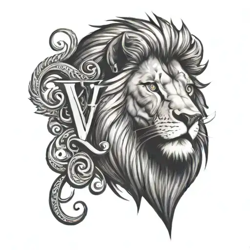 lion with letter Y in eye inside tattoo design idea