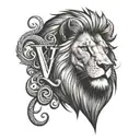 lion with letter Y in eye inside tattoo design idea