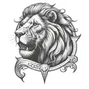 lion with letter Y in eye inside tattoo design idea