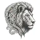 lion with letter Y in eye inside tattoo design idea
