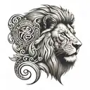 lion with letter Y in eye inside tattoo design idea
