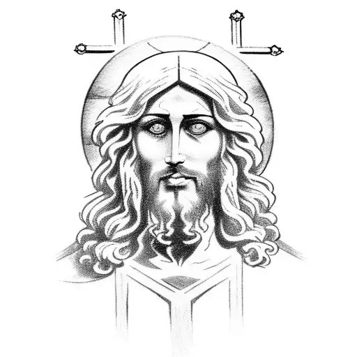 represent the face of Christ along with his crucifixion tattoo design idea