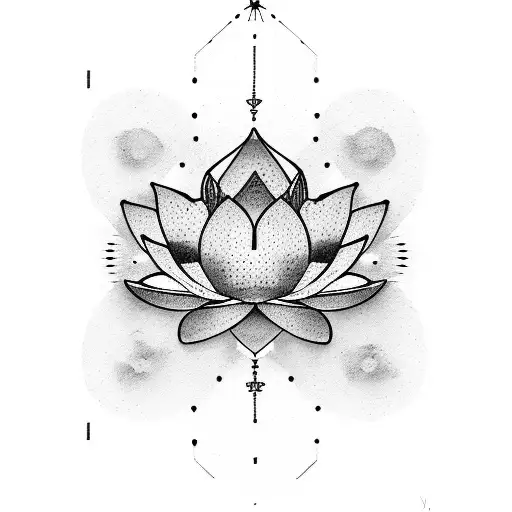 Lotus Outline Semicolon cup triceps tattoo design idea
