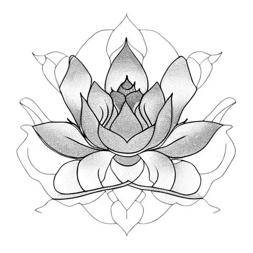 Lotus Outline Semicolon long tattoo design idea