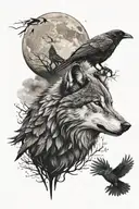 wolf and raven tattoo design idea
