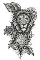 small human heart with names David & Jonathan also a lions head  tattoo design idea