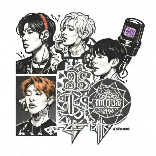 bts mics and their korean name written  tattoo design idea