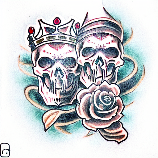 king and queen skull tattoo design idea