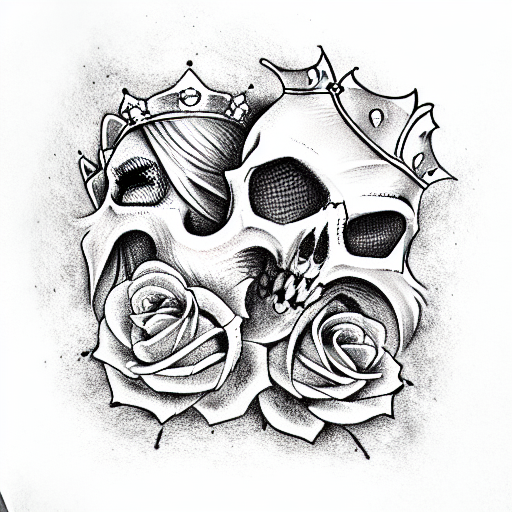 king and queen skull tattoo design idea