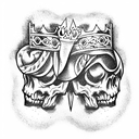 king and queen skull tattoo design idea