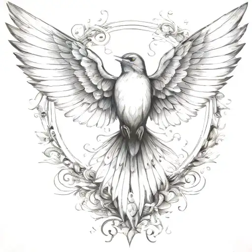 nightingale wings spread tattoo design idea