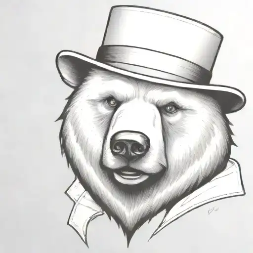 make this bear head more expressive and eyes bigger, more cartoony tattoo design idea