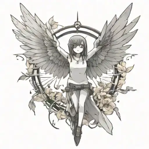 nightingale wings spread tattoo design idea