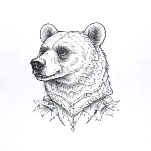 Bear head, thick line work. red and orange eyes. Sailor Jerry tattoo design idea