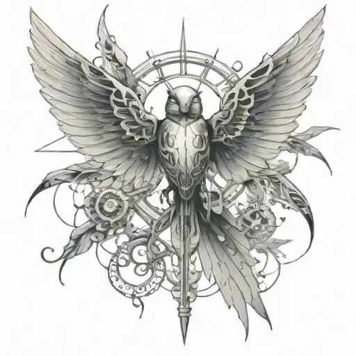 nightingale wings spread tattoo design idea