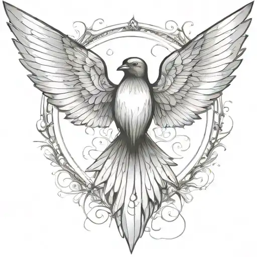 nightingale wings spread tattoo design idea