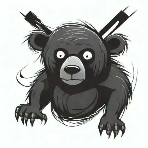 big eyes bear cartoon with thick black lines  tattoo design idea