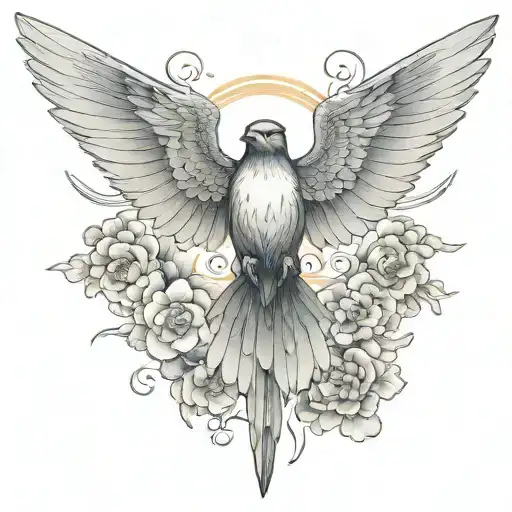 nightingale wings spread tattoo design idea
