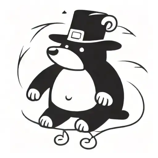 cartoon bear with felt hat tattoo design idea