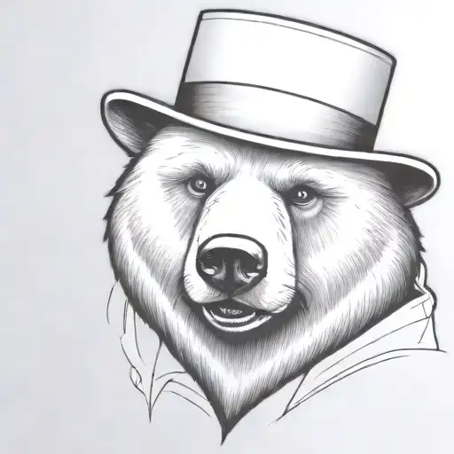 make this bear head more expressive and eyes bigger, more cartoony, huge eyes tattoo design idea