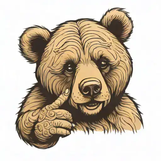 adorable bear saying shhh with his finger on his mouth tattoo design idea