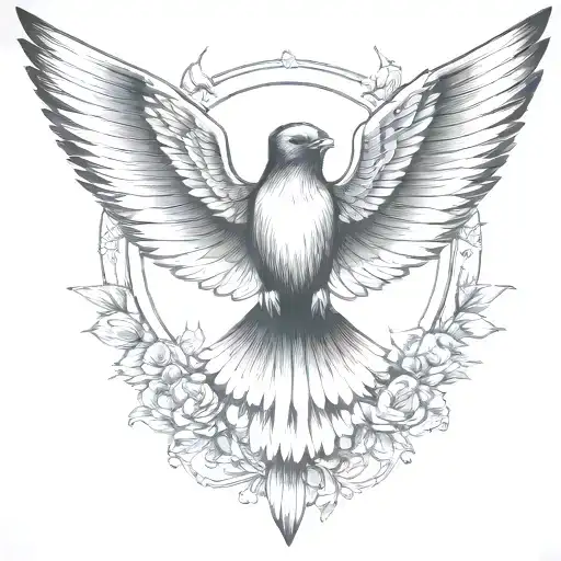 nightingale wings spread tattoo design idea