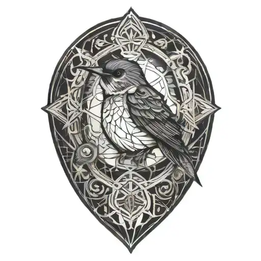 geometric nightingale   tattoo design idea