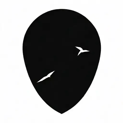 nightingale neo traditional, with circle behind, morphing into geometric black wings tattoo design idea