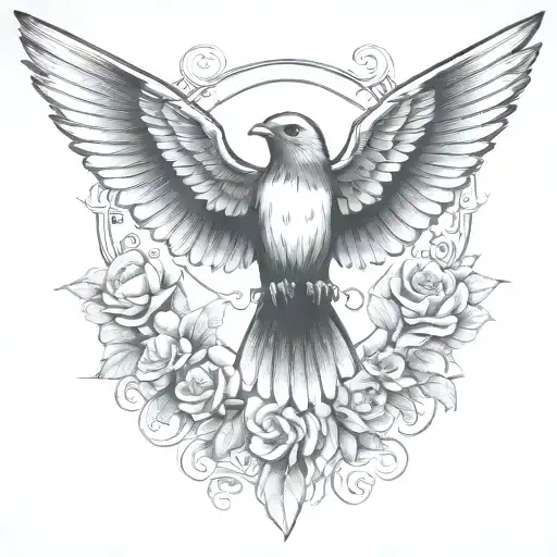 nightingale wings spread tattoo design idea