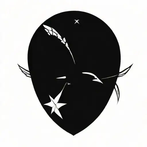 nightingale with geometric wings spread tattoo design idea