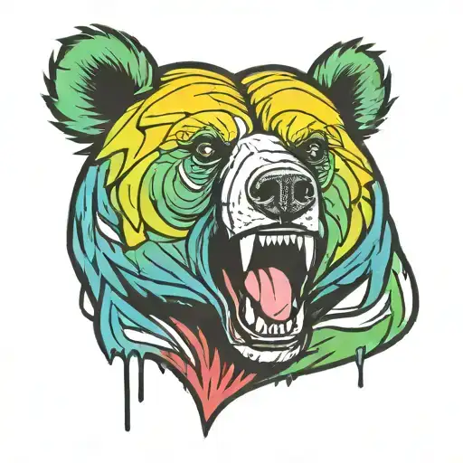 comic bear head tattoo design idea