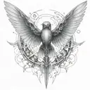 nightingale wings spread tattoo design idea