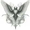 nightingale wings spread tattoo design idea