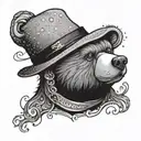 cartoon bear with felt hat tattoo design idea
