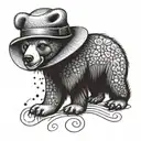 cartoon bear with felt hat tattoo design idea