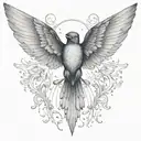nightingale wings spread tattoo design idea