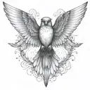 nightingale wings spread tattoo design idea
