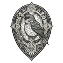 geometric nightingale   tattoo design idea