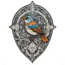 geometric nightingale   tattoo design idea