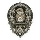 geometric nightingale   tattoo design idea