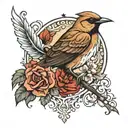 Neo traditional nightingale   tattoo design idea