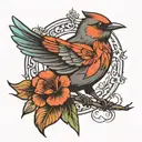 Neo traditional nightingale   tattoo design idea